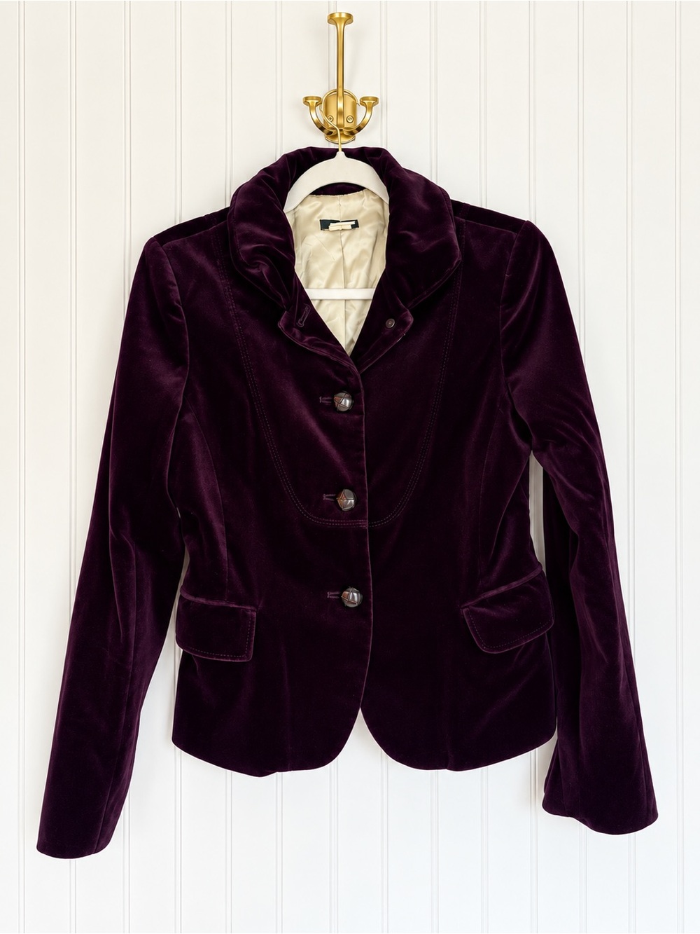 J.Crew Bella Velvet Blazer Jacket Size 6 Plum Purple 2007 Y2K Style 85794